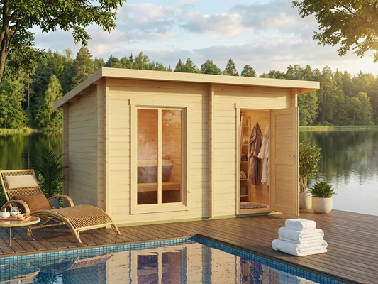 Wooden sauna cabin, Nordic Spruce, natural finish - product detail
