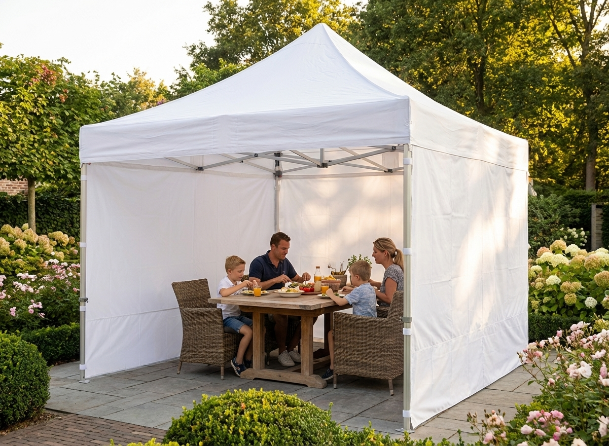 White pop up gazebo 4x4 m with flame-retardant polyester for outdoor events - view 3