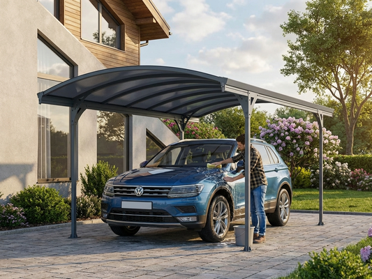 Grey Carport made of Aluminium and Polycarbonate - product detail