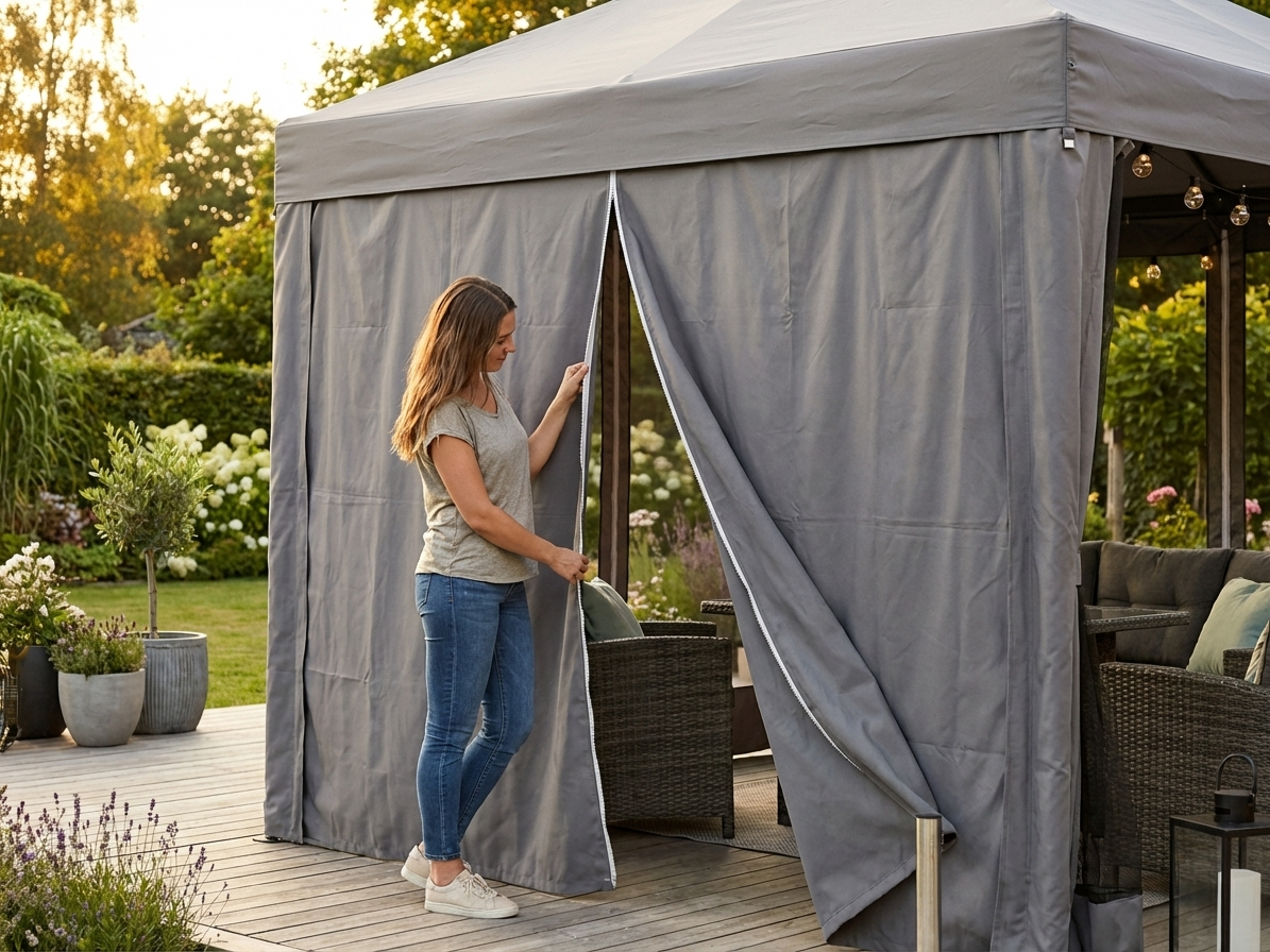 Grey sidewall with zipper for outdoor events - view 3