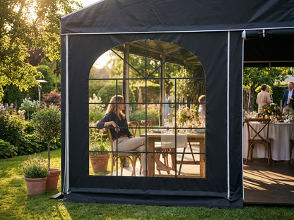 Black sidewall with window for marquees, 3 metres, PVC/Polyester - view 3