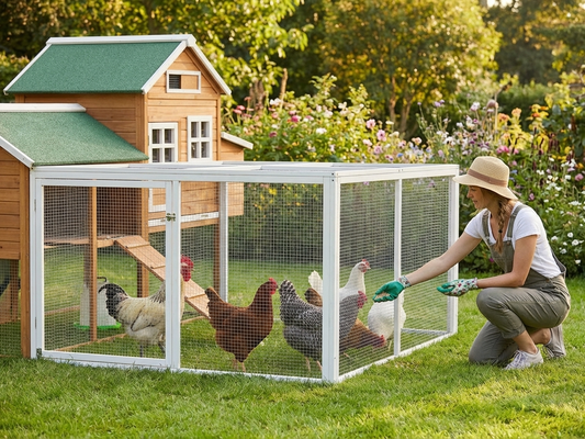 White chicken coop run with Chinese fir construction for domestic use - product detail