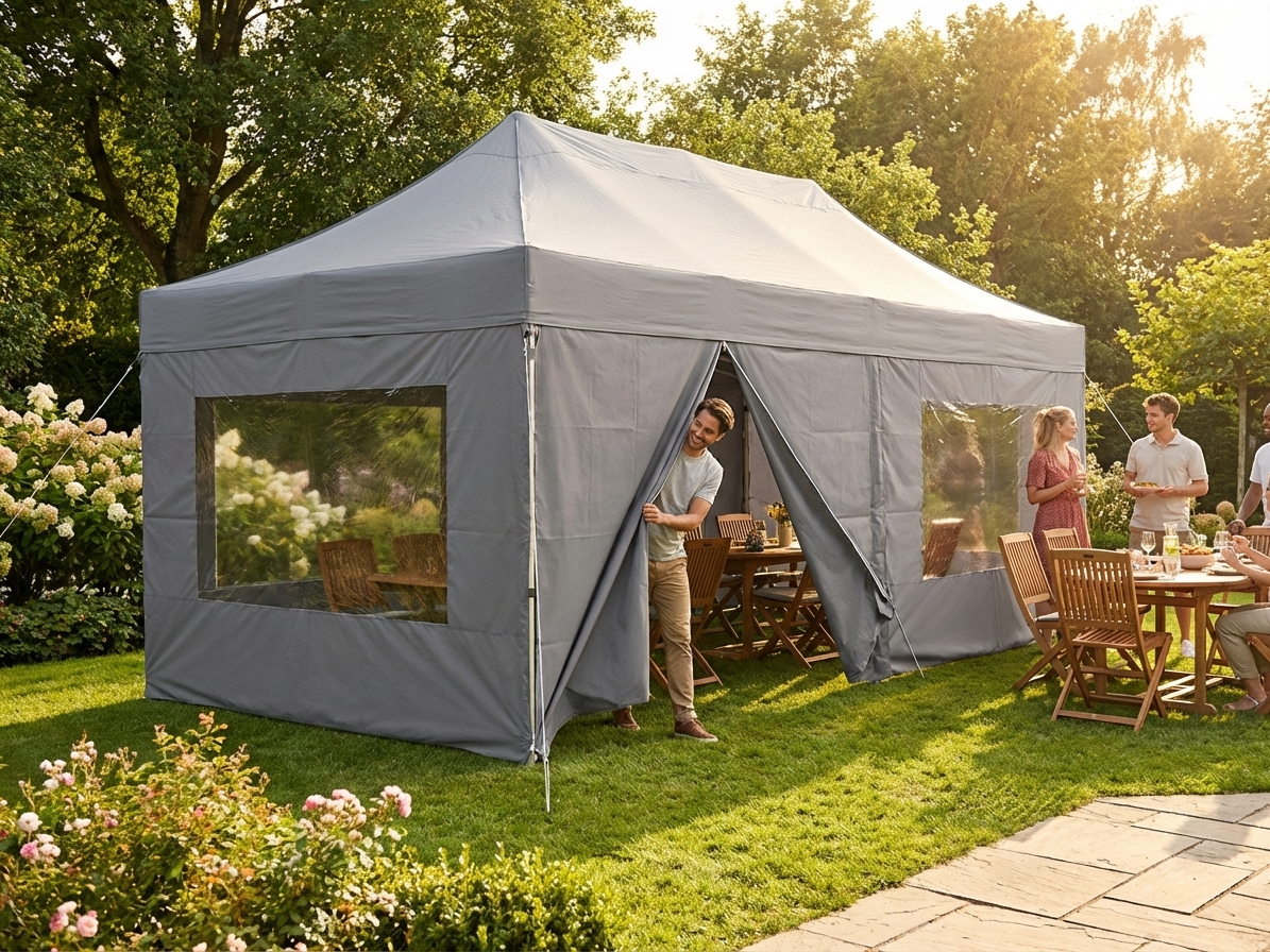 Sidewall for Pop Up Gazebo in Grey, 3x6 m, Outdoor Use - product detail