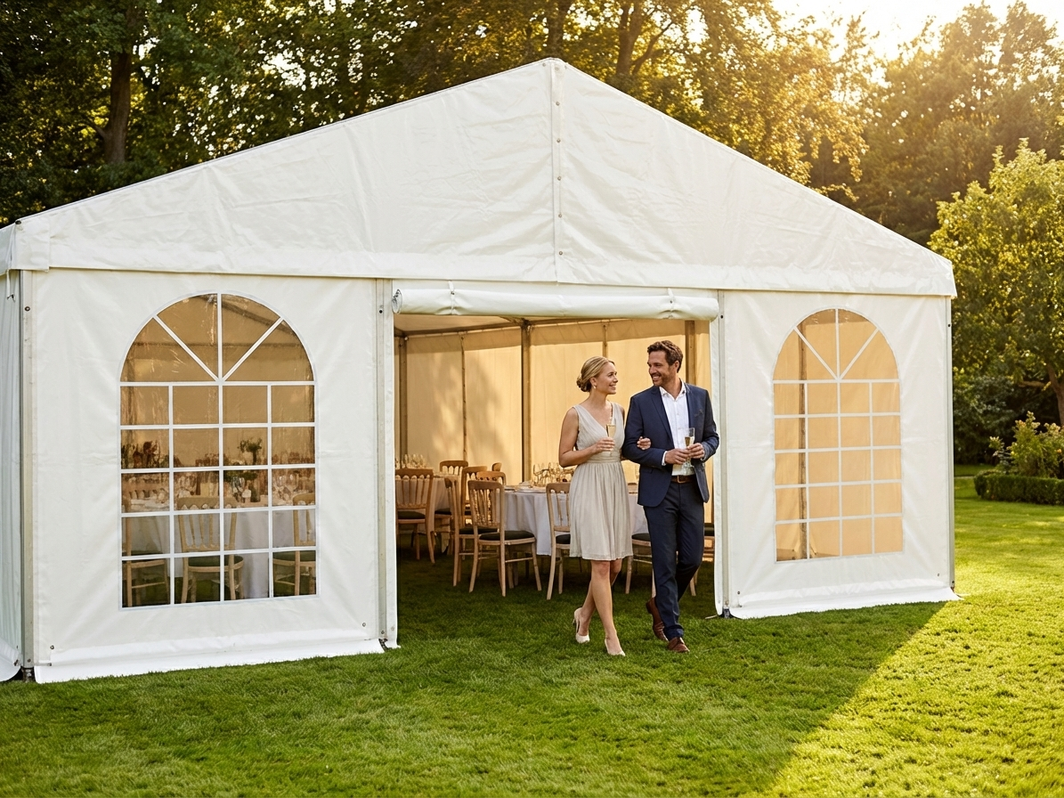 White PVC endwall with large window and wide door, flame retardant - view 3