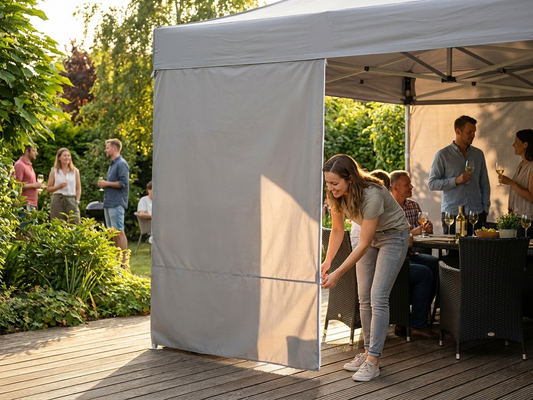 Grey sidewall with zipper for outdoor events
