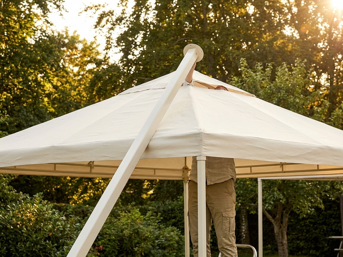 Extended roof pole for outdoor use in silver - view 3