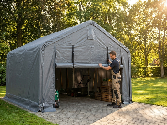Grey polyethylene storage shelter endwall for outdoor use - product detail