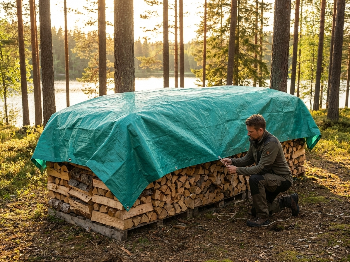 Durable green tarpaulin 12x15 m for outdoor protection