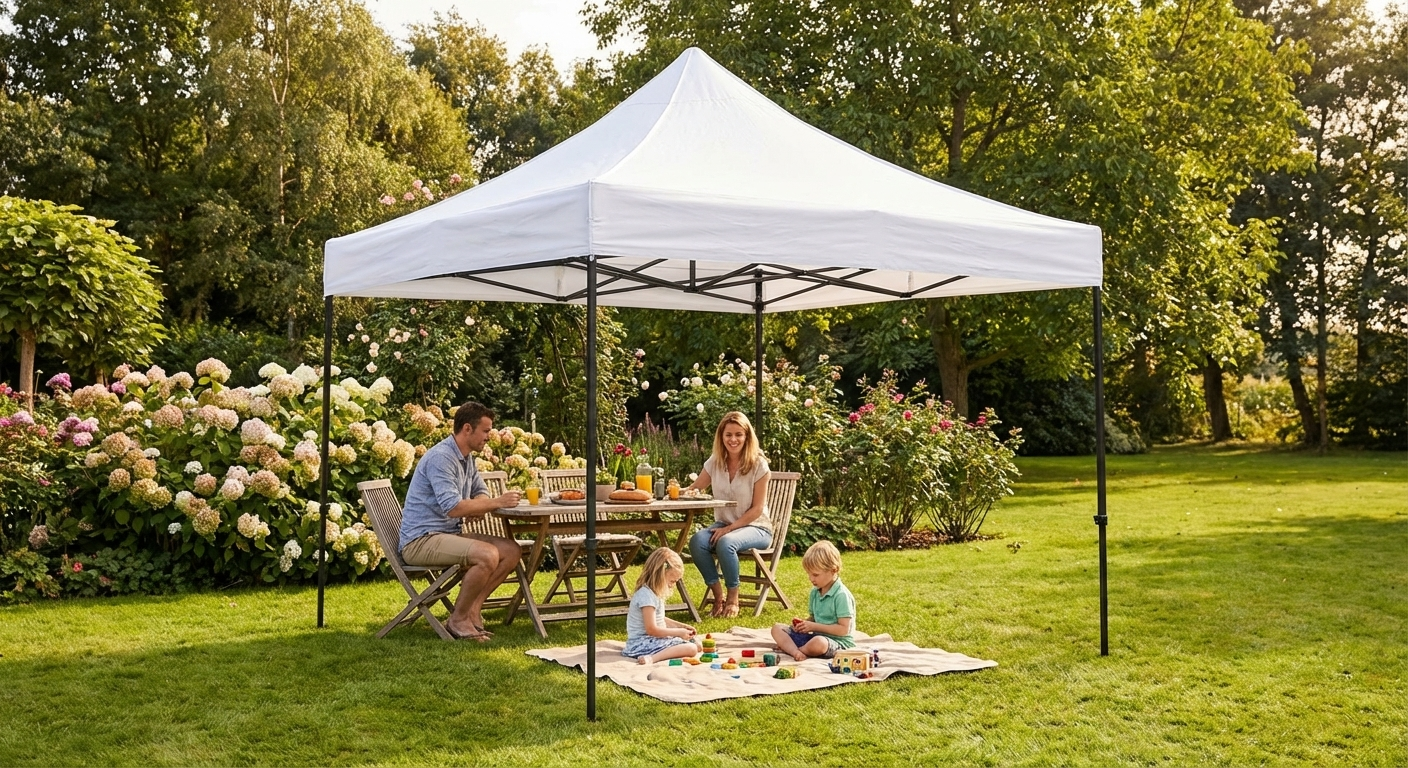 White pop up gazebo 3x3m with steel frame