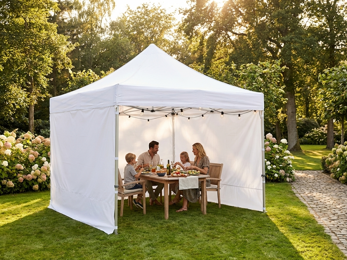 White Pop Up Gazebo 4x4 m with flame retardant aluminium frame