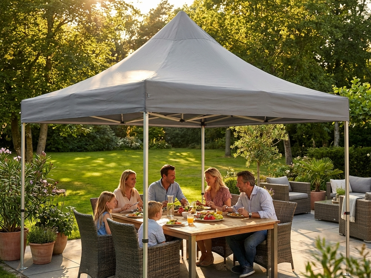 Grey gazebo roof cover in 4x8m size made from 300D polyester with PVC backing - product detail