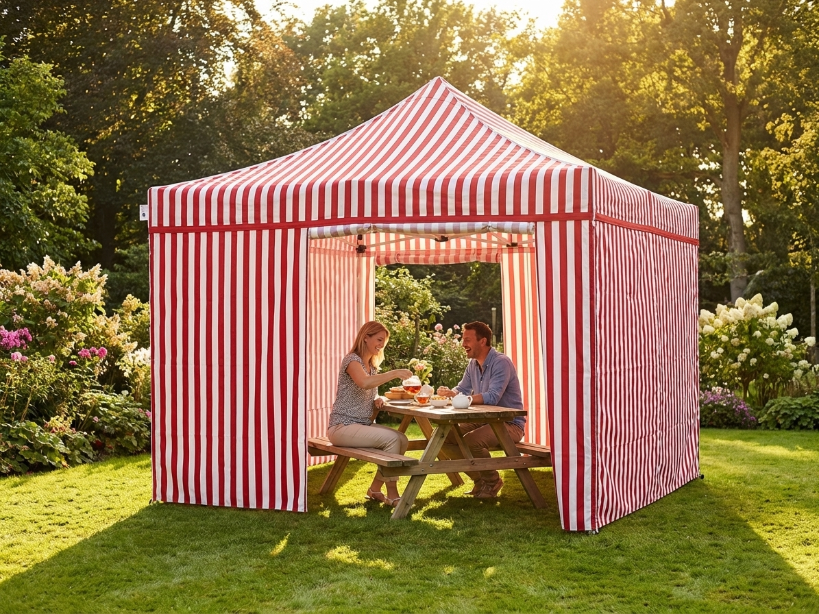 Pop up gazebo 4x4m in white and red with aluminium frame - product detail