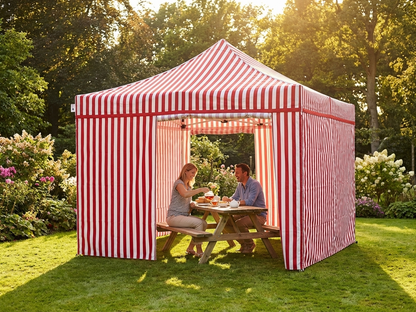 Pop up gazebo 4x4m in white and red with aluminium frame - product detail