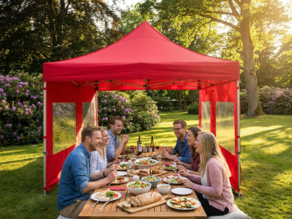 Red pop up gazebo with aluminium frame for outdoor events - product detail