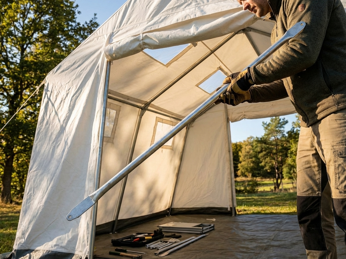 Galvanised steel diagonal bar for storage tent in silver - product detail