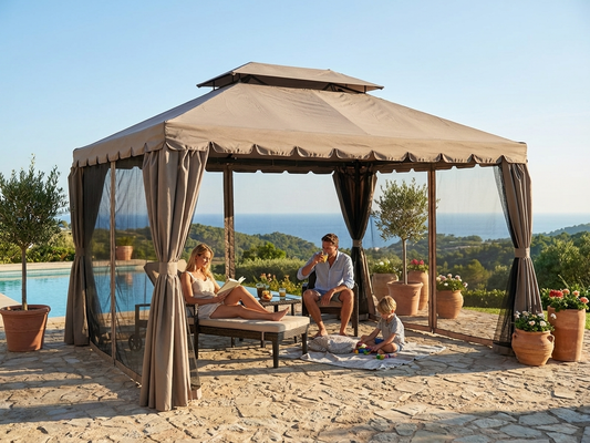 Elegant dark beige gazebo for outdoor events - product detail