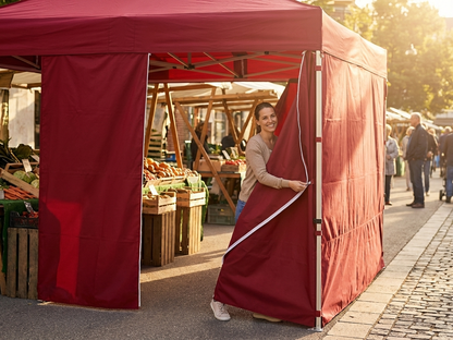 Red sidewall with zipper for event tents, 3m wide - product detail