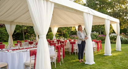 White marquee lining and leg curtain pack 4x8 m polyester - view 3