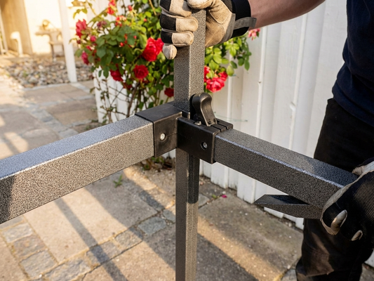 Black corner leg made of hammered painted steel for industrial use - product detail