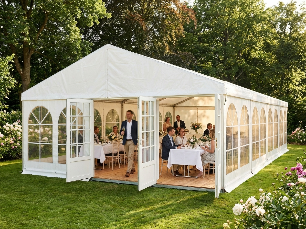 6x12m white event marquee made of heavy-duty PVC and aluminium - view 3