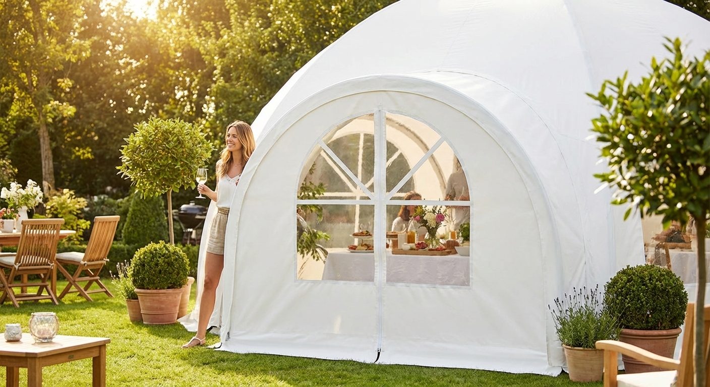 Dome Marquee Sidewall in White made from Strong PVC - view 3