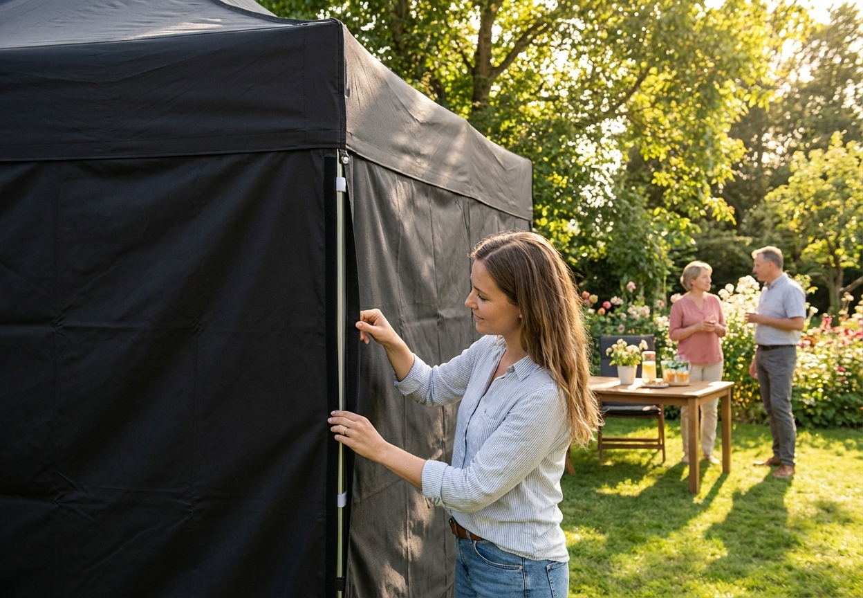 Black sidewall for FleXtents tent, 3m wide, polyester with PVC backing