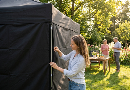 Black sidewall for FleXtents tent, 3m wide, polyester with PVC backing