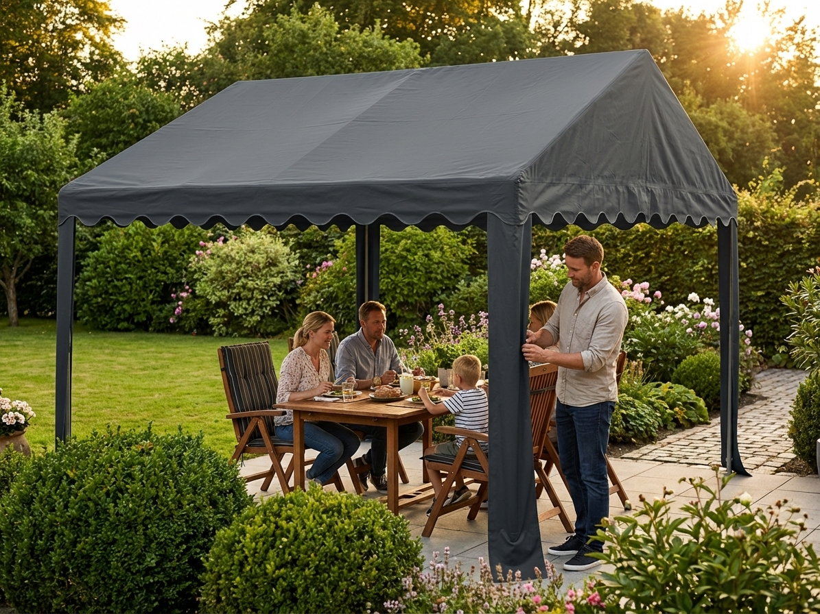 Dark grey marquee roof cover 4x4 m for outdoor use