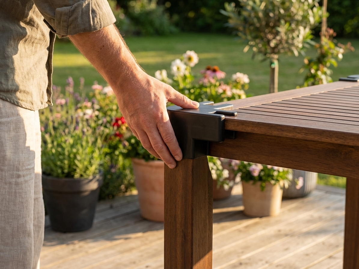 Black plastic corner leg top fitting for stability - view 3