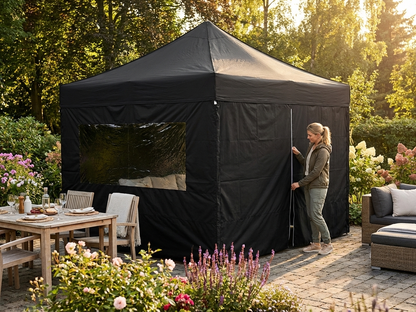 Black gazebo sidewall kit with waterproof and UV-resistant features - product detail