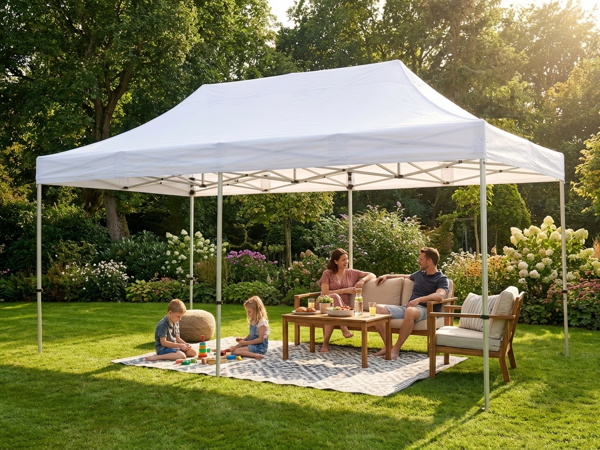 White pop-up gazebo 4x6m with aluminium frame for outdoor use - view 3