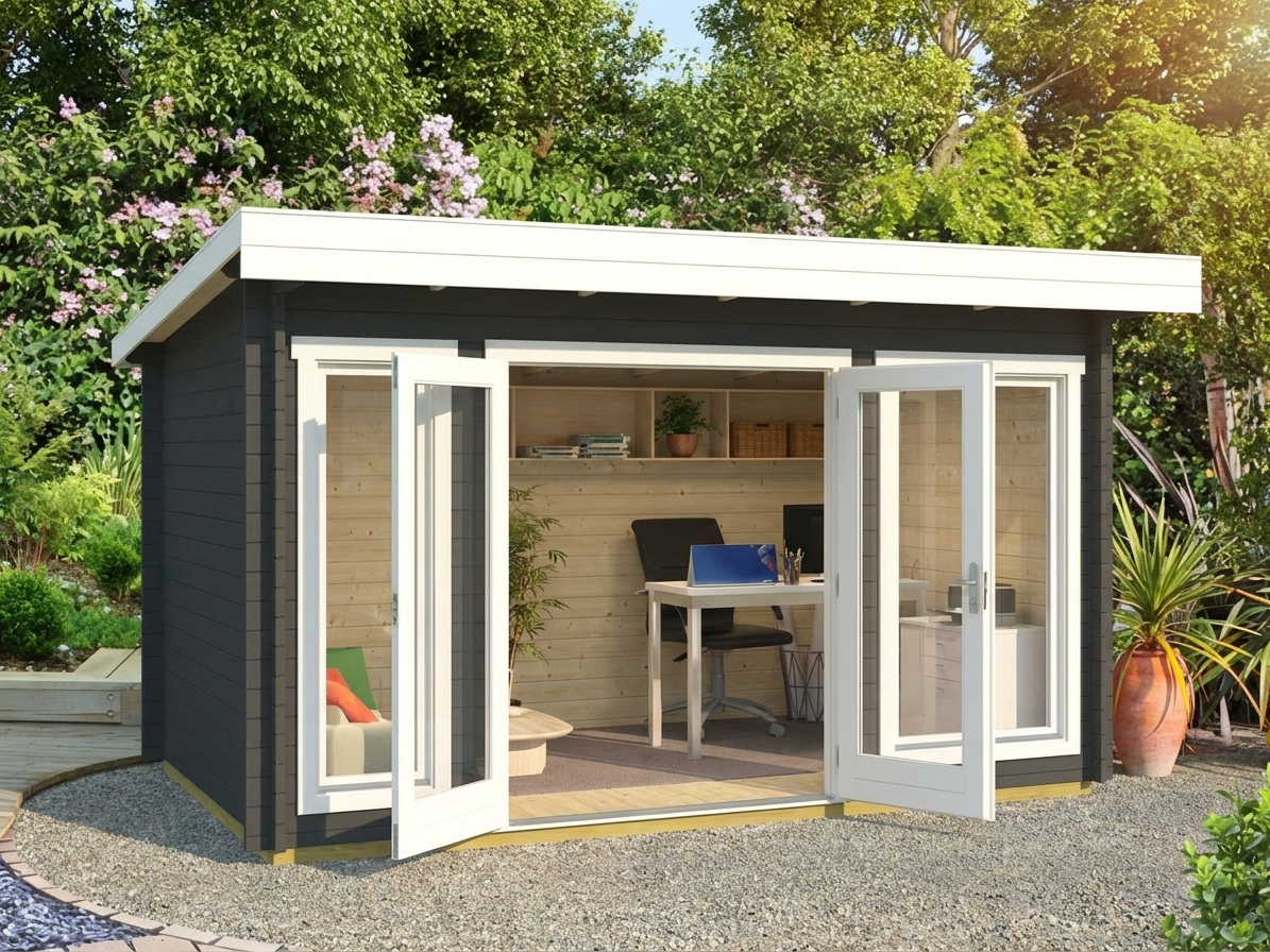 Wooden Cabin in Dark Grey made from Nordic Spruce - product detail