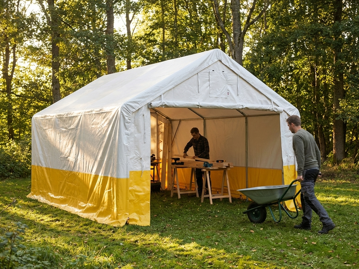 PVC Storage Work Tent 4x6m in White/Yellow for Industrial Use - view 3