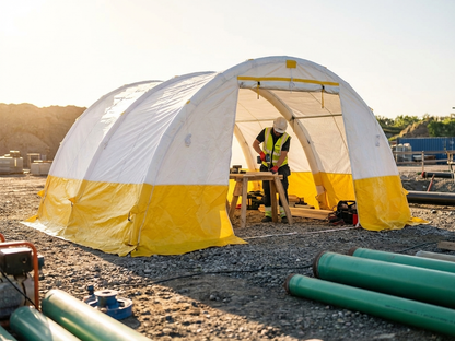 Inflatable work tent in white and yellow, suitable for outdoor use - view 3