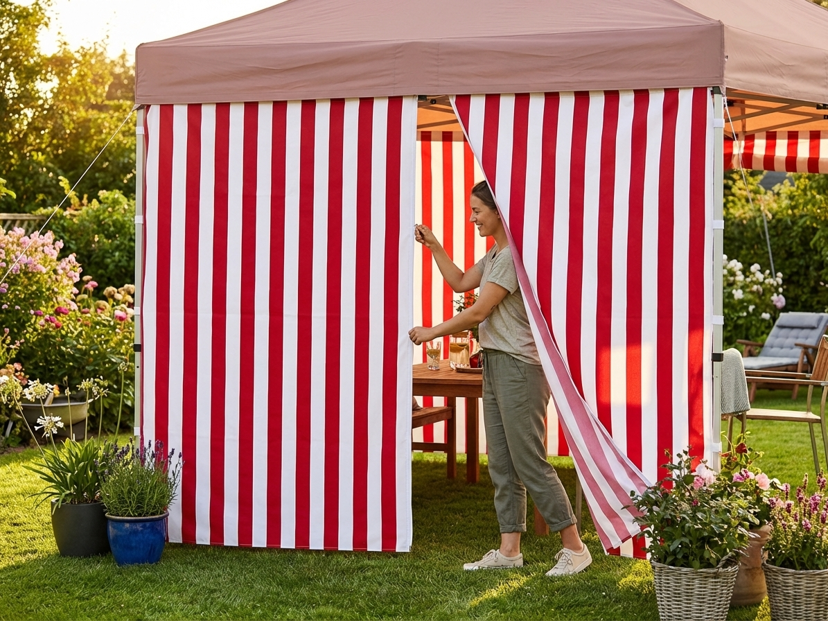 Sidewall with Zipper for Event Tents, 3m White/Red