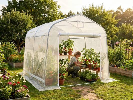 Transparent polytunnel greenhouse 2.4x2.4x2 m, ideal for gardening