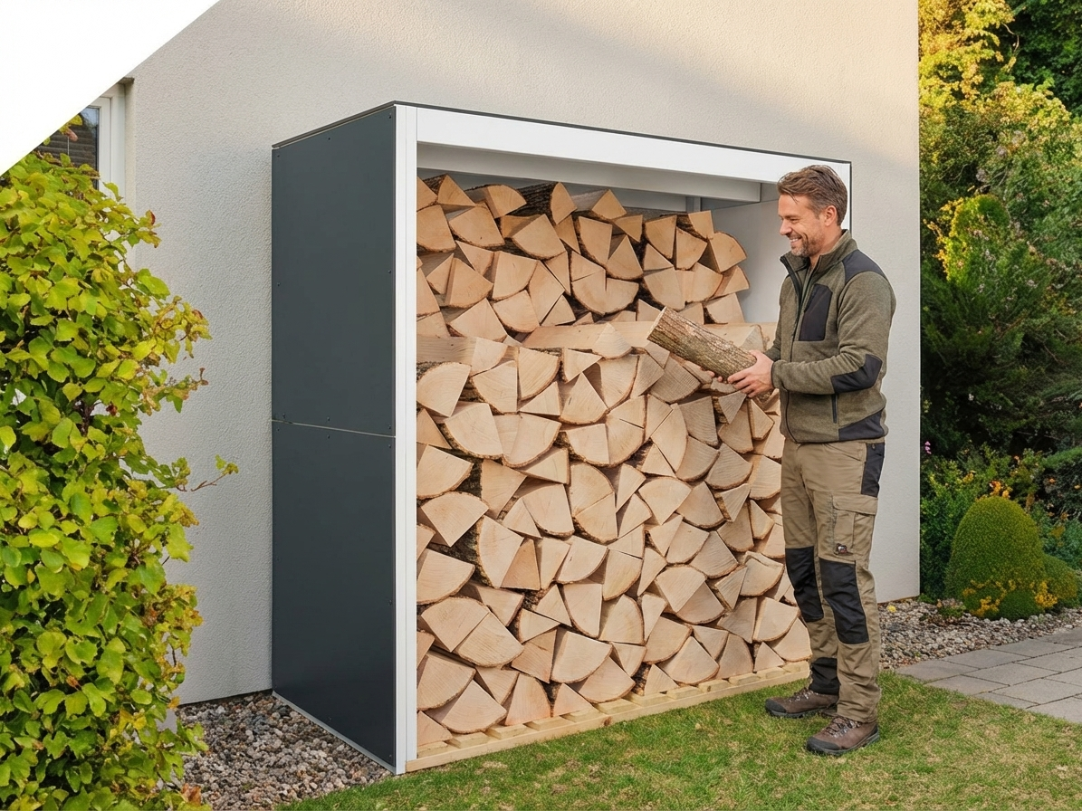 Wood Storage Shed in Anthracite/White, perfect for outdoor use - product detail