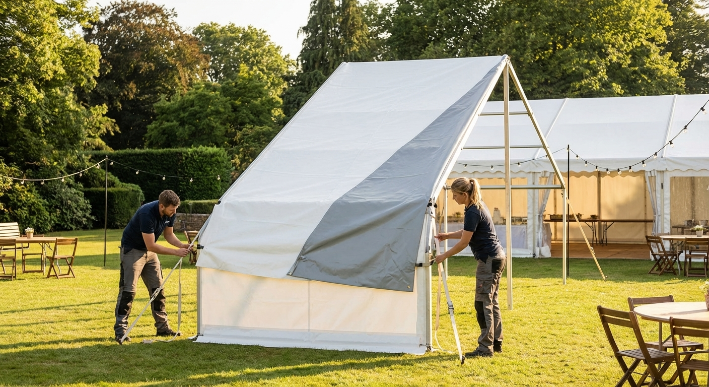 PVC Roof Cover End Section for CombiTents® in White/Grey