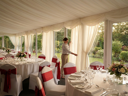 White marquee lining and leg curtain pack for 8x12m marquee, polyester - view 3