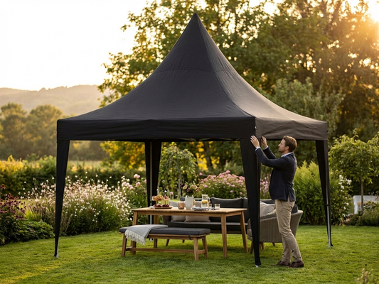 Black gazebo roof cover 3x3 meters for outdoor use