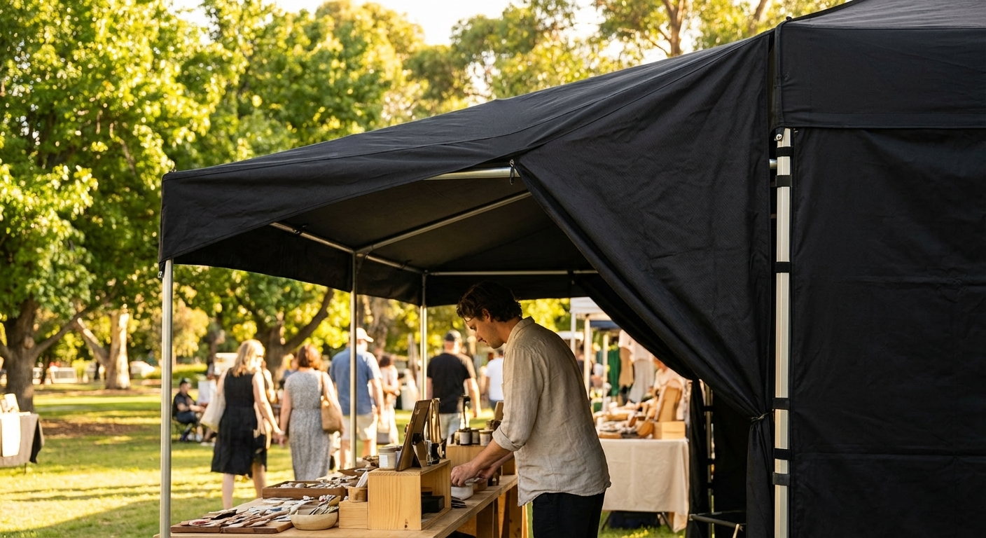 Black gazebo overhang for outdoor events - view 3