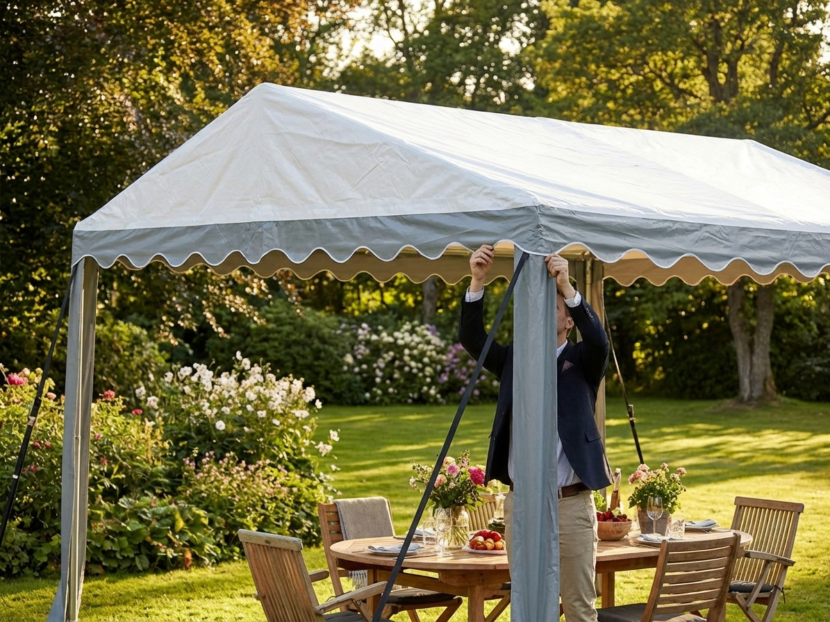 PVC roof cover for marquee 6x6 m in white and grey - product detail