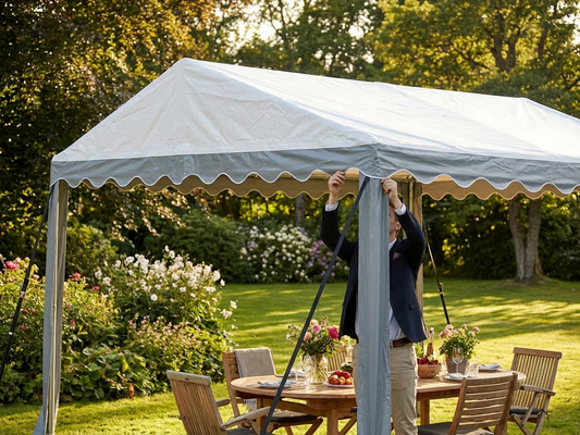 PVC roof cover for marquee 6x6 m in white and grey - product detail