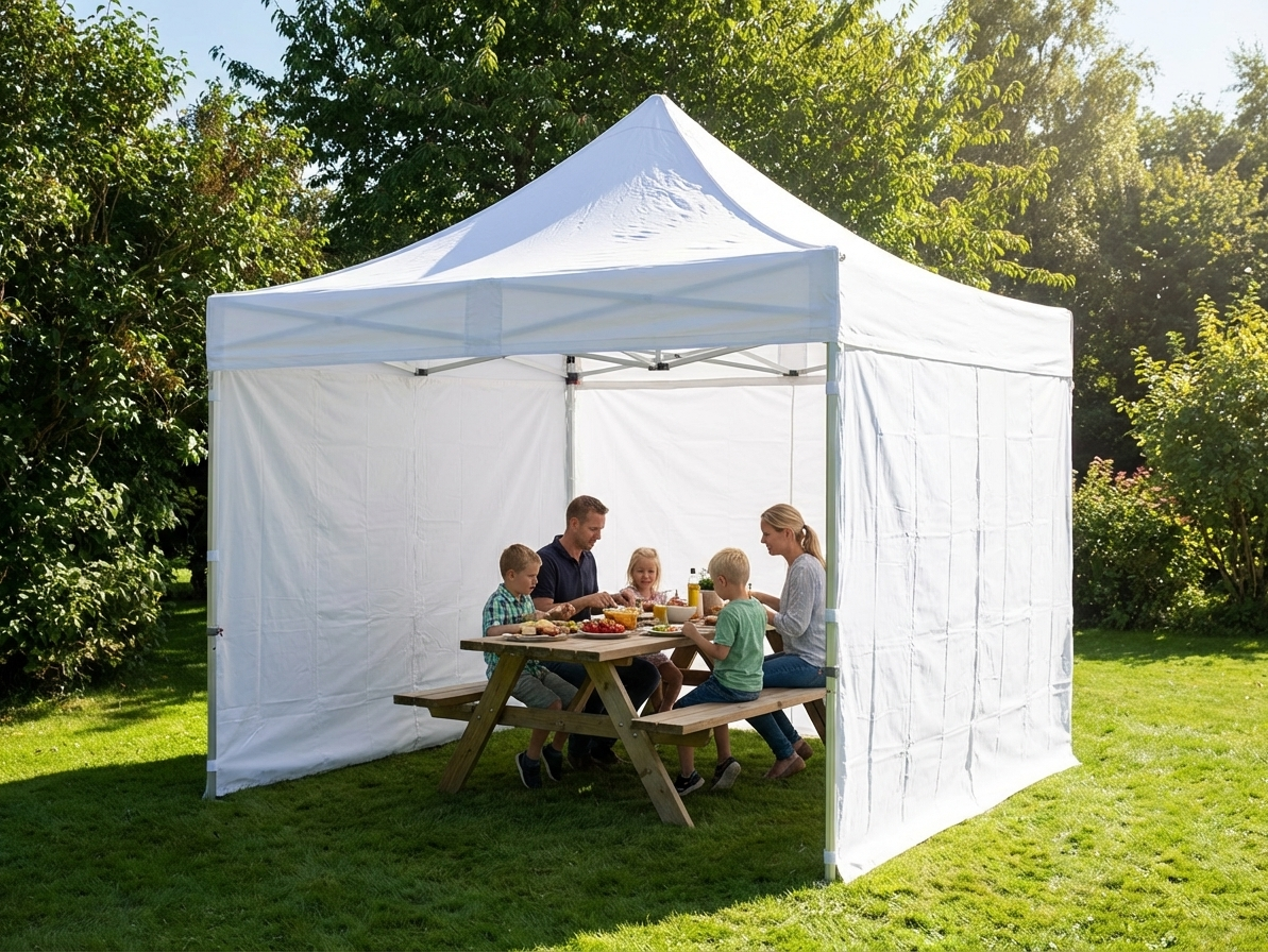 White pop up gazebo with steel frame for outdoor events - product detail