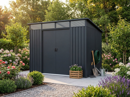 Anthracite garden shed made of galvanised steel - product detail