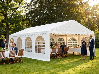 White PVC marquee 6x12m with steel frame for outdoor events - view 3
