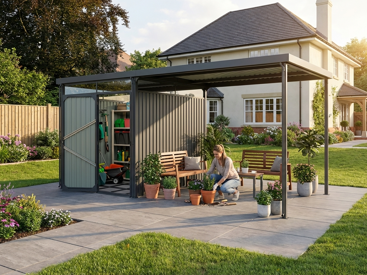 Garden shed with skylight in anthracite, galvanised steel construction