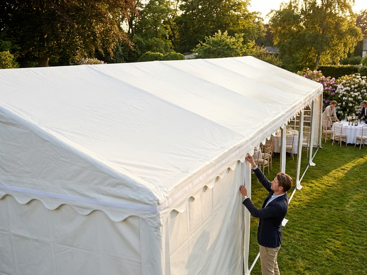White Marquee Roof Cover 8x12 m made of Strong PVC - view 3