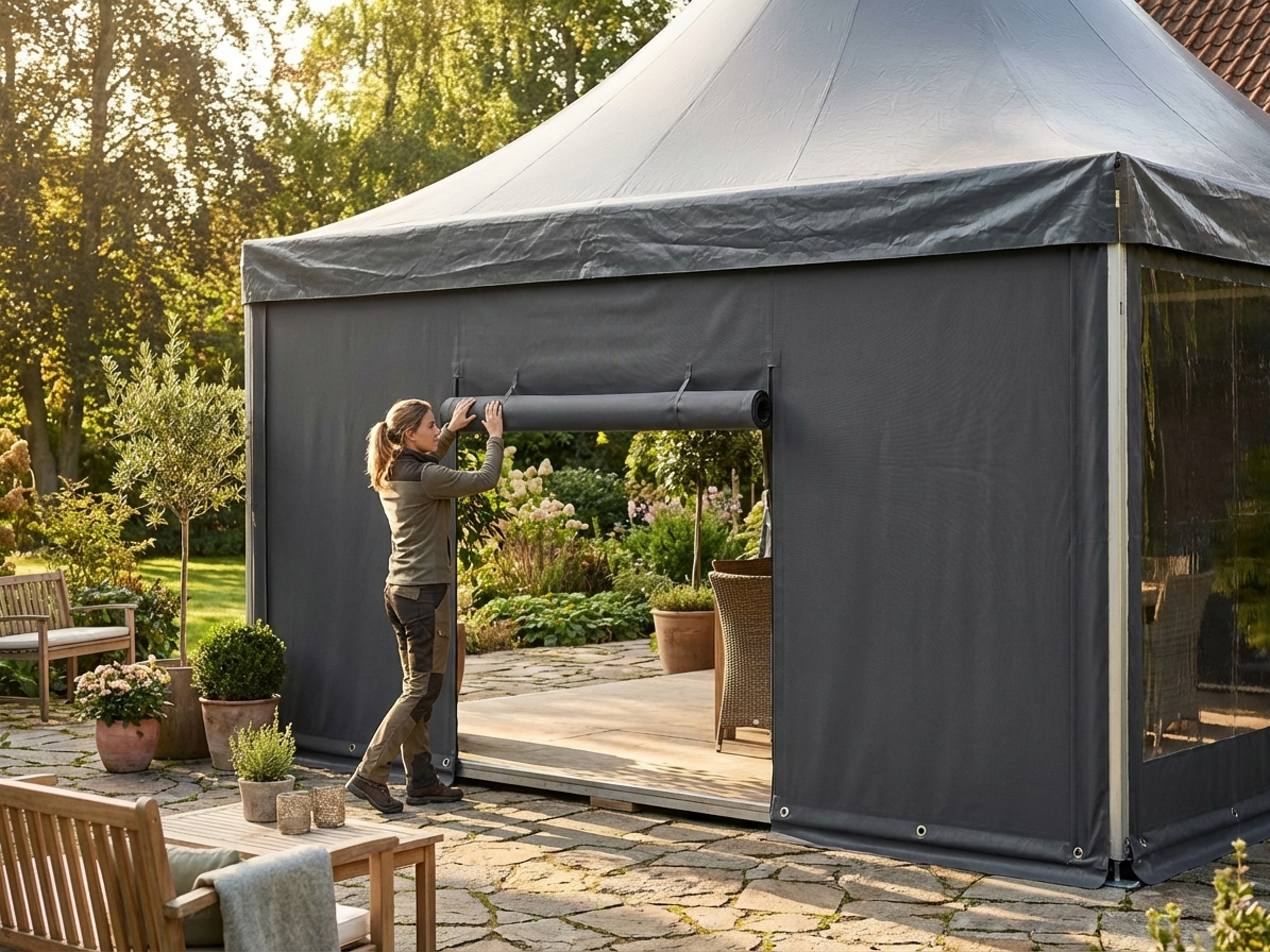 PVC Endwall in Dark Grey, 4m width, industrial use