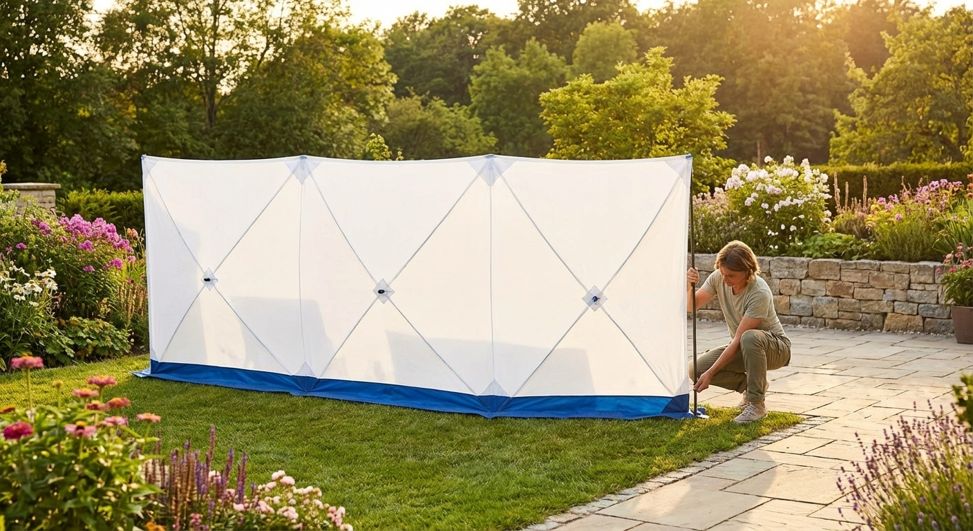 Safety screen in white and blue, 7.2x1.8 m, portable shelter - view 3